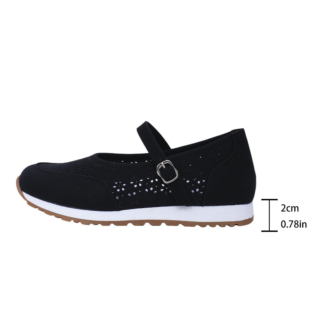 Damen Ballerinas mit elegantem Riemen und perforierter Oberflächenstruktur EB