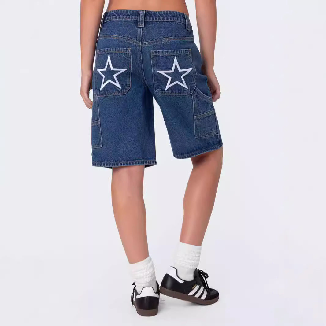 Damen modische Denim-Shorts im lässigen Schnitt mit hoher Taille EB
