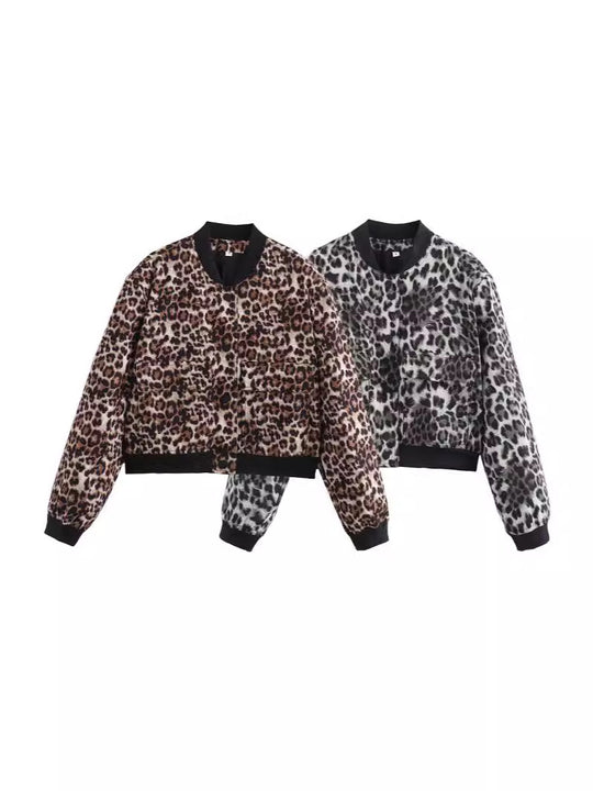 Damen modische Bomberjacke im tierischem Muster EB