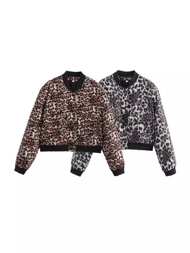 Damen modische Bomberjacke im tierischem Muster EB
