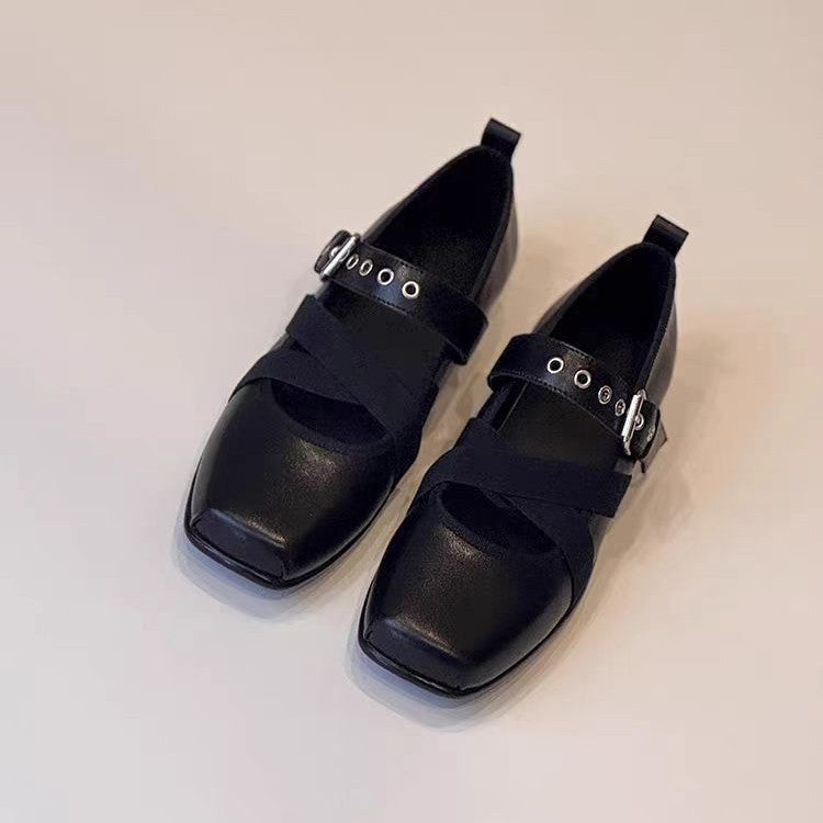 Damen elegante Ballerinas mit modernem Riemchen-Design EB