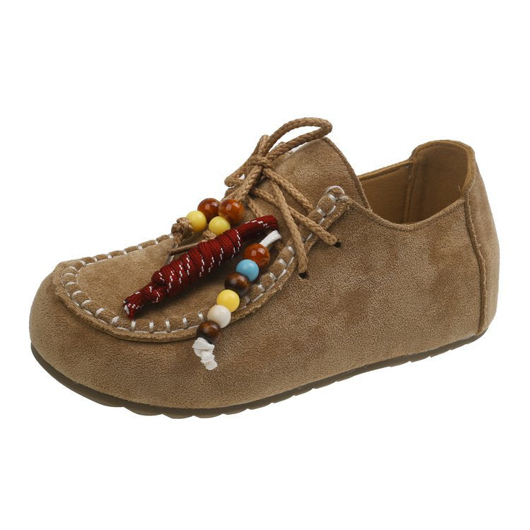 Damen Mokassins mit dekorativen Perlen und weichem Wildleder EB