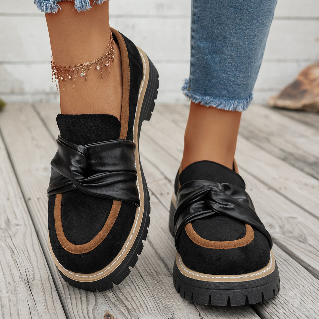 Damen Mokassins mit modischer Knotendetail und bequemer Profilsohle EB