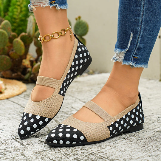 Damen Ballerinas mit punktiertem Design und elastischem Fesselriemen EB