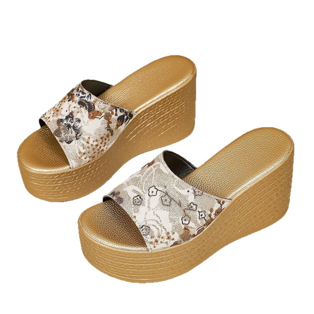 Damen Wedge-Pantoletten mit modischem Floral-Design EB