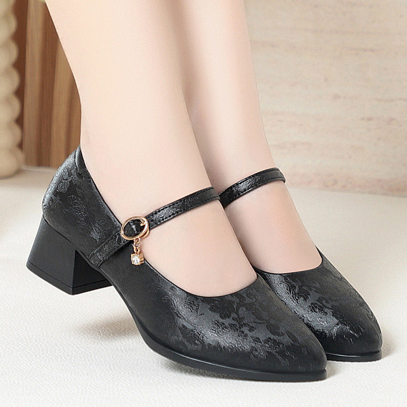 Damen Mary Jane Pumps mit zartem Riemchen und komfortablem Blockabsatz EB