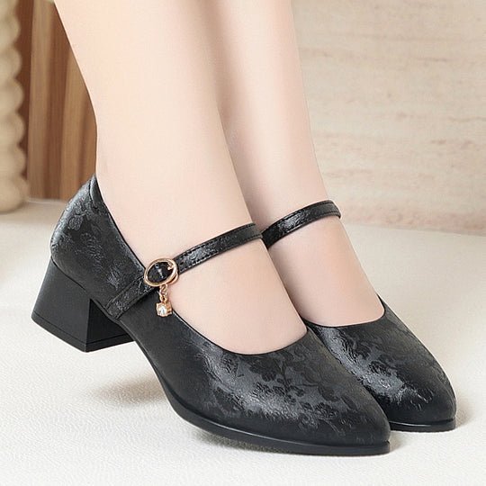 Damen Mary Jane Pumps mit zartem Riemchen und komfortablem Blockabsatz EB