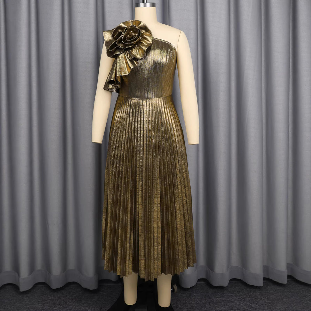 Damen Glamouröses und plissiertes Abendkleid EB