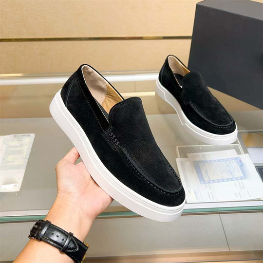 Damen Mokassin Slip-On Sneakers mit weichem Wildleder und elastischen Seiteneinsätzen EB