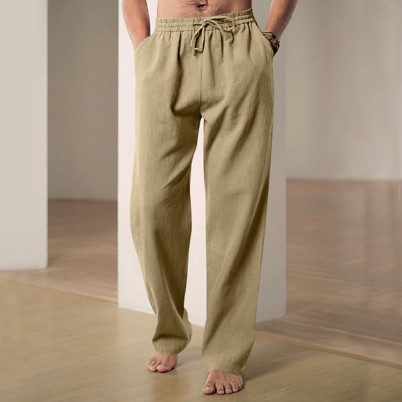 Herren nan komfortable Leinen-Loungehose mit extra weitem Bein, verstellbarem Kordelbund und atmungsaktiver Sommerqualität EB