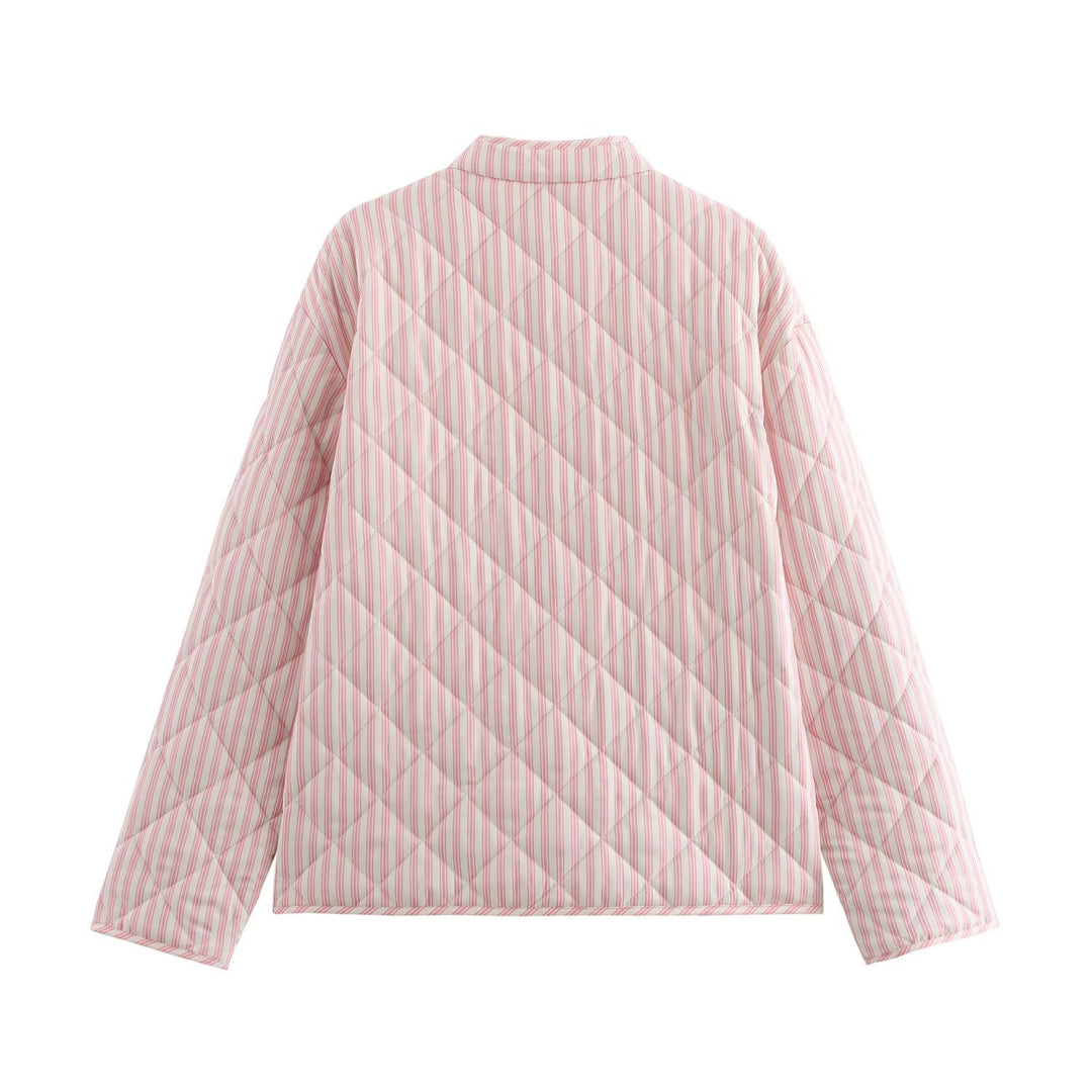 Damen gesteppte Jacke mit praktischen Taschen und Knopfdetails EB