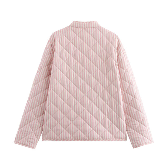 Damen gesteppte Jacke mit praktischen Taschen und Knopfdetails EB