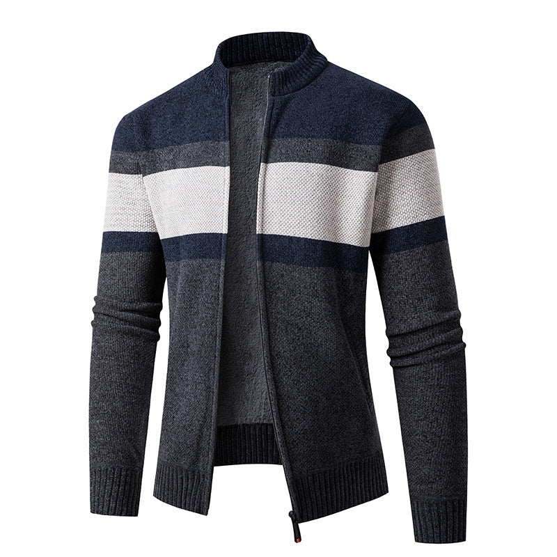 Herren modische Strickjacke mit hohem Kragen und strukturiertem Design EB