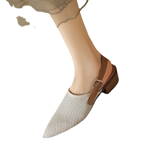 Damen Slingback-Pumps mit perforiertem Obermaterial und komfortablem Blockabsatz EB