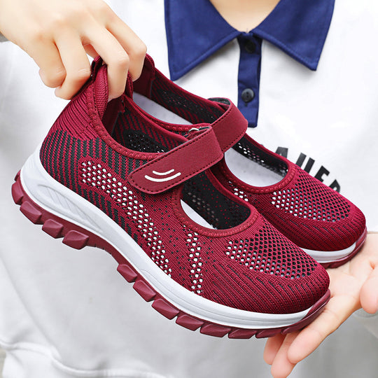 Damen Sportliche Slip-On Sneakers mit verstellbarem Riemen EB