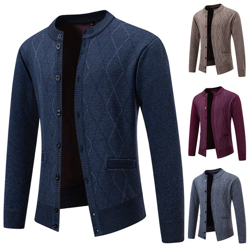 Herren Strickjacke mit modernem Rautenmuster EB