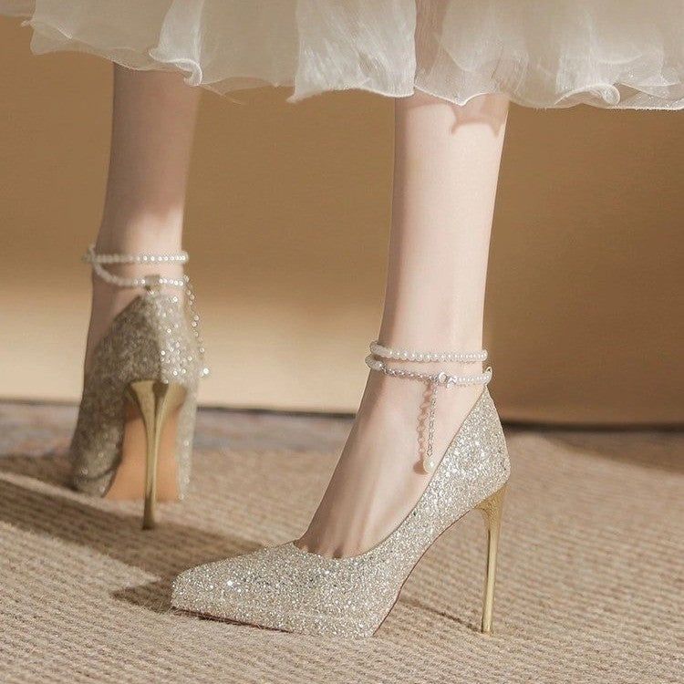 Damen Glitzernde High Heels EB
