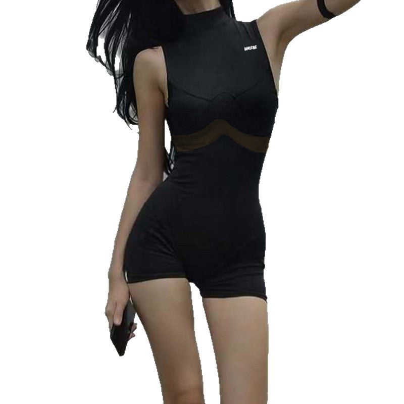 Damen Sportlicher Body mit hohem Kragen und innovativen Kompressionsdetails EB