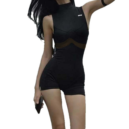 Damen Sportlicher Body mit hohem Kragen und innovativen Kompressionsdetails EB