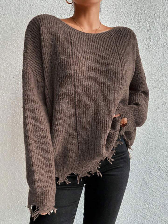Damen Baumwollpullover mit lässigem Oversized-Schnitt EB