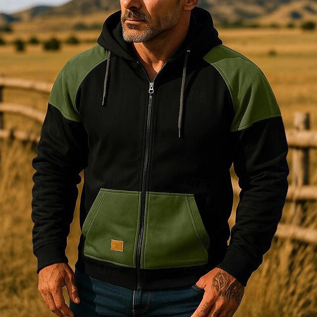 Herren Sportliche Kapuzenjacke mit Farbblockdesign EB
