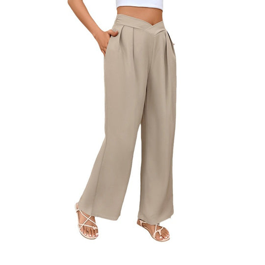 Damen Weit geschnittene Stoffhose mit eleganten Falten EB