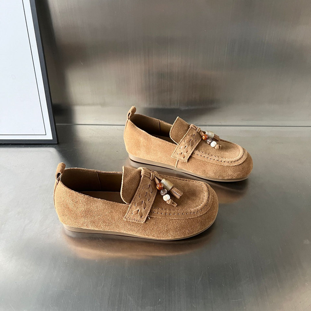 Damen Mokassins aus weichem Wildleder mit raffinierten Schmuckdetails EB