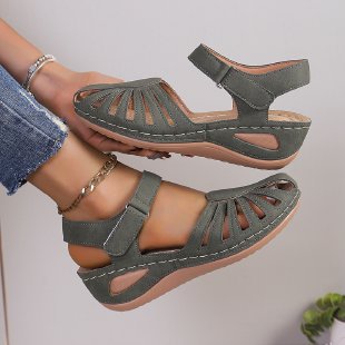 Damen Sandalen mit verstellbarem Riemen und durchbrochenem Design EB