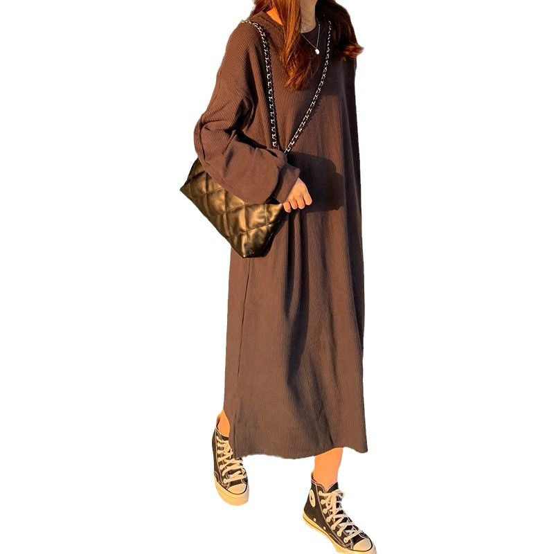 Damen Elegantes Maxikleid mit langen Ärmeln und strukturiertem Design EB