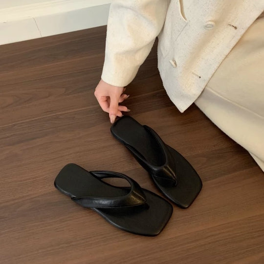 Damen modische Zehentrenner-Pantoletten mit ergonomischem Fußbett und elegantem Design EB
