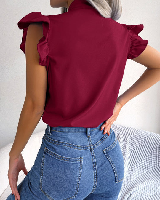 Damen Bluse mit Rüschendetails und schickem Schleifenelement EB