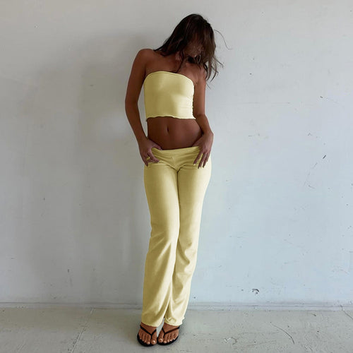 Damen Sommerliches Crop-Top und Palazzo-Hosen Set EB