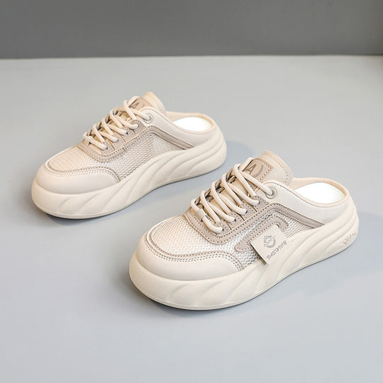 Damen Sneaker Mules mit atmungsaktiven Mesh-Obermaterial und bequemer Dämpfung EB