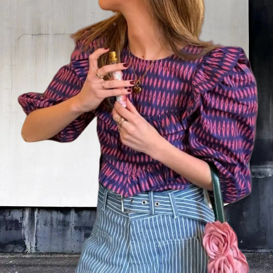 Damen Bluse mit Raffungen und schickem Volant EB
