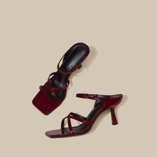 Damen Elegante und verführerische Sling-Sandalen mit schmalem Riemendesign EB