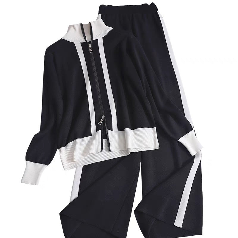 Damen Sportliches Strickensemble mit Reißverschluss EB