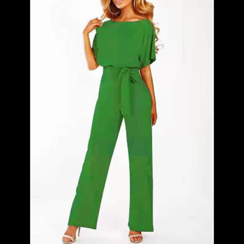 Damen elegantes Set bestehend aus fließender Bluse und weit geschnittenen Hosen EB