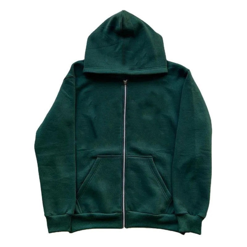 Unisex nan lässige Kapuzenjacke mit robustem Metall-Reißverschluss doppellagiger Kapuze und tiefen Känguru-Eingrifftaschen EB