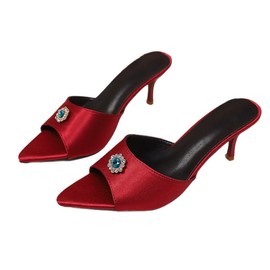 Damen eleganter mules mit feiner Applikation EB