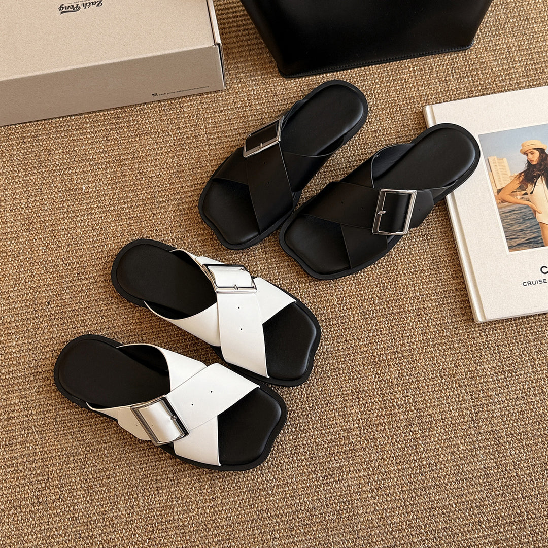 Damen Komfortable Sandalen mit verstellbarem Riemen und eleganter Schnalle EB