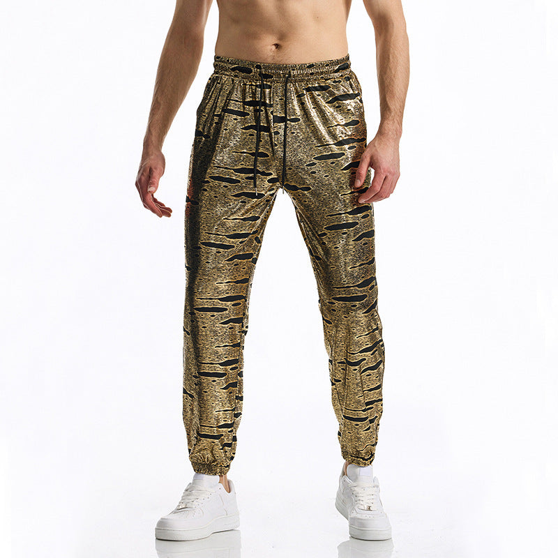 Herren elegante Jogginghose mit glänzendem Metallic-Muster EB