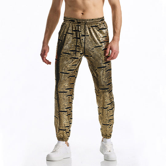 Herren elegante Jogginghose mit glänzendem Metallic-Muster EB