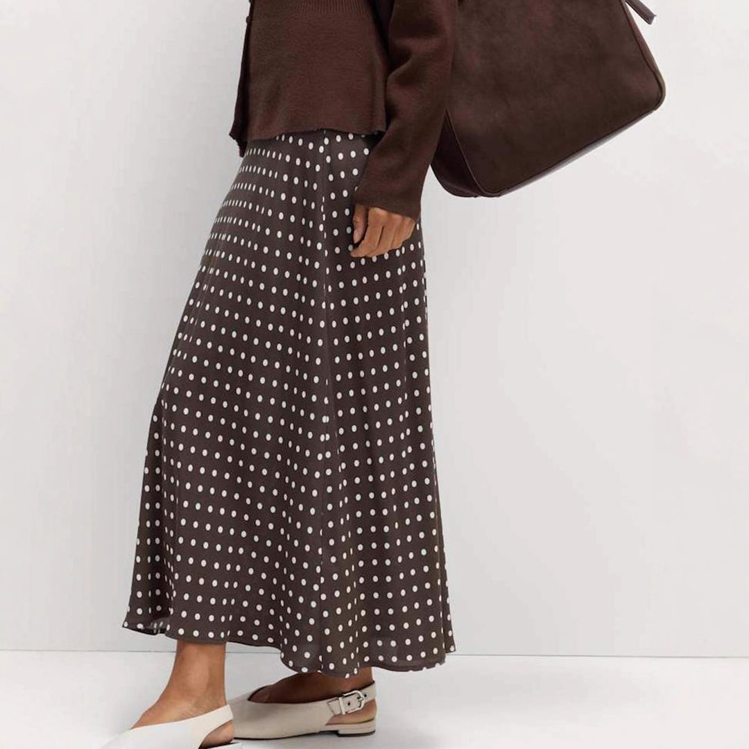 Damen Fließender Maxirock mit Polka-Dots EB
