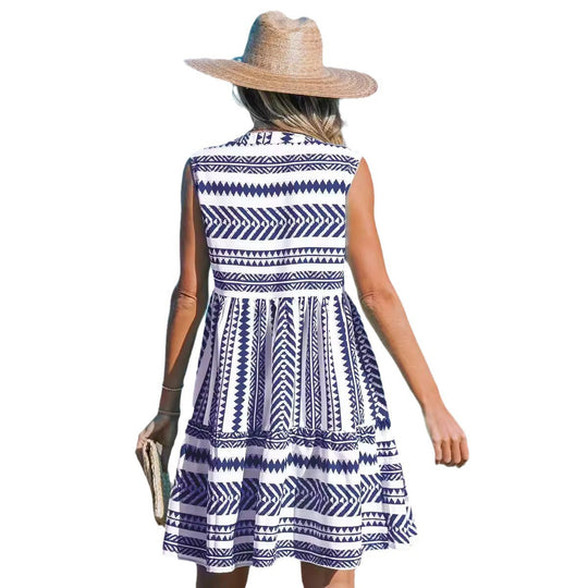 Damen Freizeitkleid mit modernen geometrischen Mustern EB