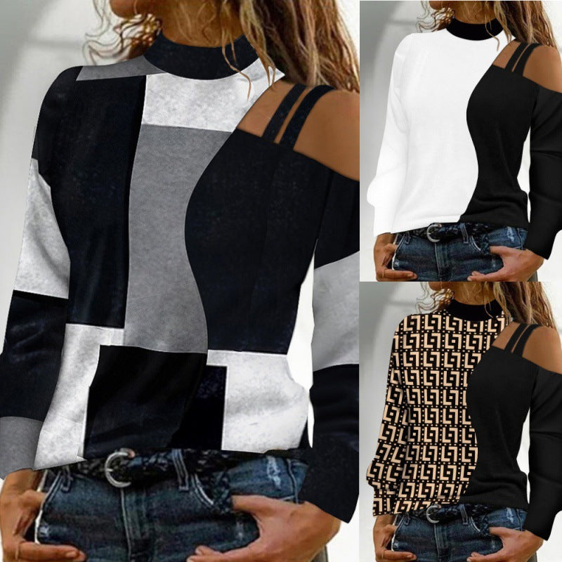Damen Elegantes Oberteil mit kreativen Cut-Outs und modernem Grafikdesign EB