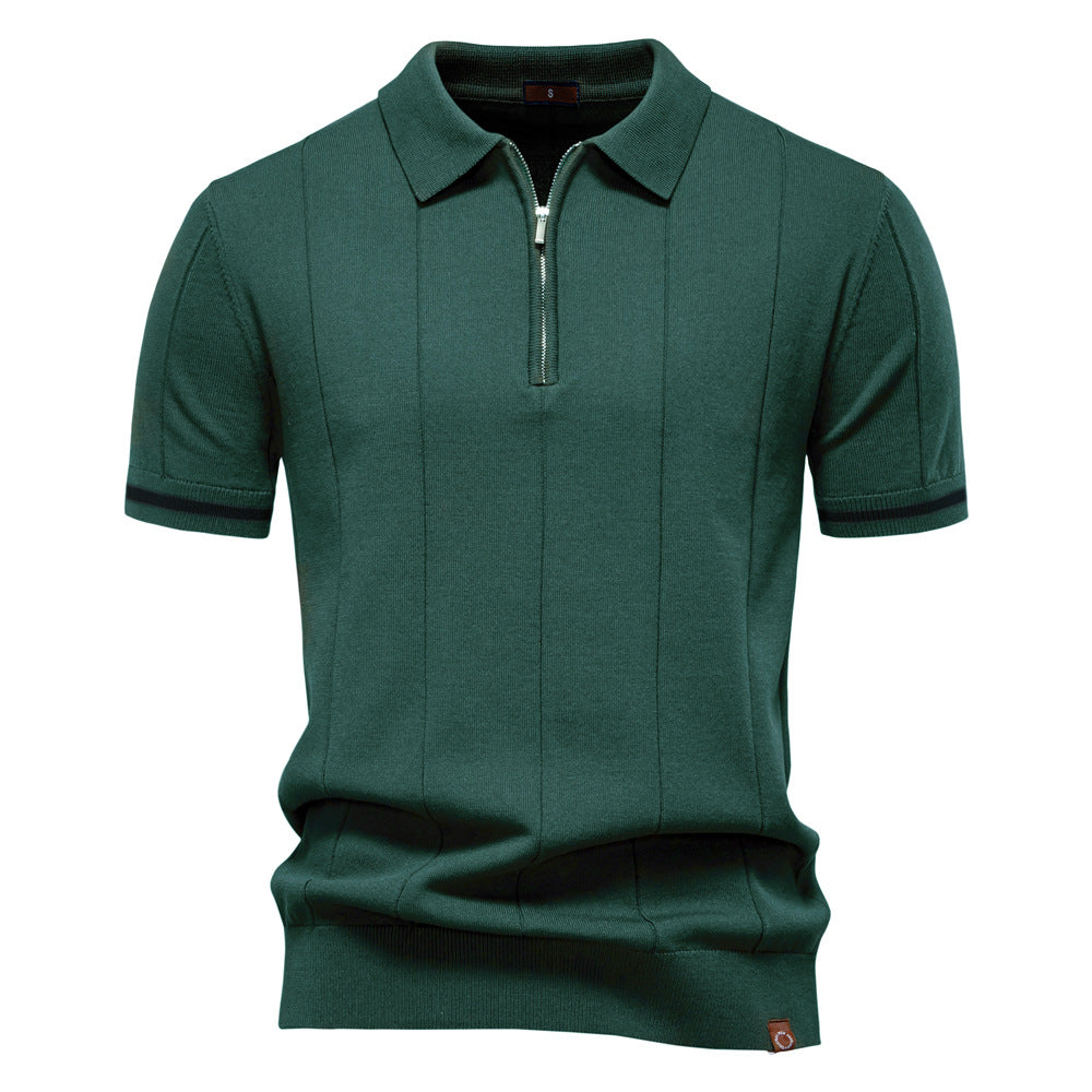 Herren Polohemd mit kurzer Knopfleiste und strukturiertem Design EB