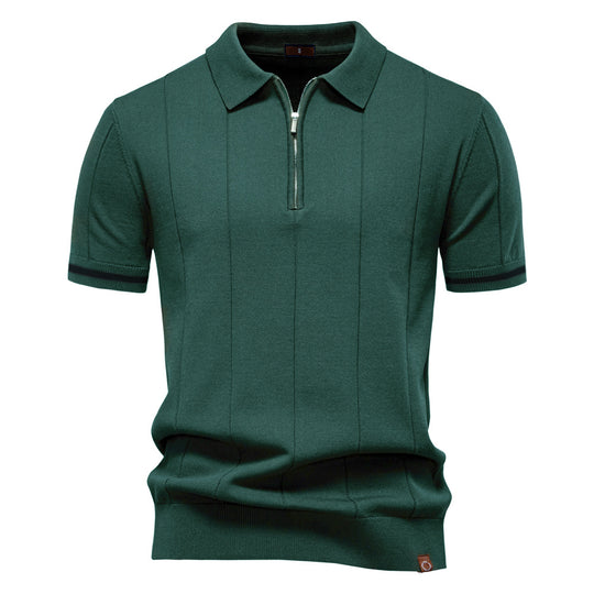 Herren Polohemd mit kurzer Knopfleiste und strukturiertem Design EB