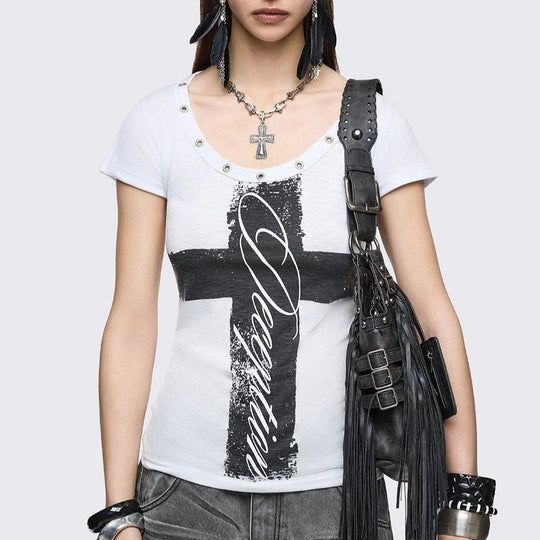 Damen Stylisches Shirt mit kreativem Grafikdesign EB