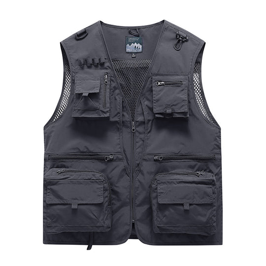 Unisex multifunktionale Utility-Weste mit zahlreichen Taschen, D‑Ringen und atmungsaktivem Mesh EB