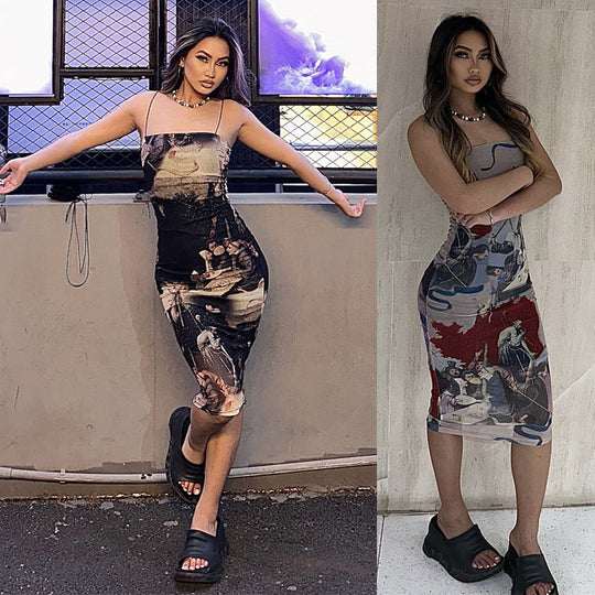 Damen figurbetontes Kleid mit kreativem Kunstdesign EB